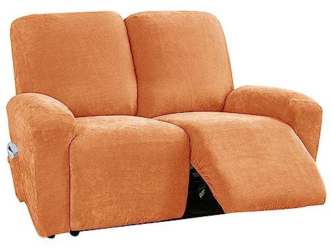 GEBIN Sesselschoner für Relaxsessel, 6-Teilig Sesselbezug, Stretchhusse für Recliner Stuhl Sessel, Mode Elegant Chenille Stretch Sofabezug, Sesselschoner für Fernsehsessel (Orange)