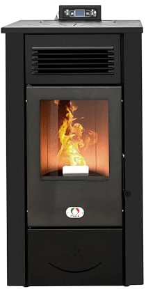 STUFE A PELLET ITALIA Canada 12 KW Kanalisiert 5 Sterne | Pelletöfen Effizienz 91% Heizt 120m² Autonomie 15 Std. 5-Sterne-Zertifiziert Programmierbar 5 Kräfte 24 Monate Garantie Schwarz