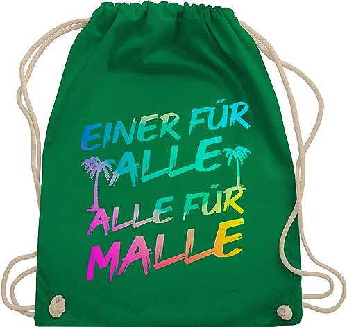 Shirtracer Turnbeutel Rucksack - Urlaub Beutel - Einer für alle Alle für Malle I Mallorca Party I Malle für alle - Unisize - Grün - vacation reise beuteltasche sprüche beuteltaschen mottoparty