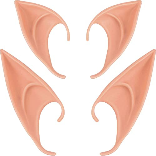 Keyoung 2 Paar Weiche Elfenohren Latex Elfenohren für Kinder und Erwachsene,Elfenohren für Elfen-Cosplay, Weihnachten, Halloween, Karneval, Partydekorationen Zubehör