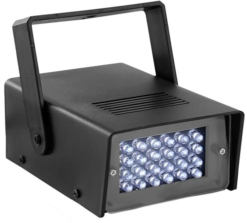 Stroboscope à LED Haute Intensité BoomTone DJ FLASHLED MINI avec 24 LED Blanches 5mm, Réglages de Vitesse, Design Compact - Idéal pour anniversaire, chambre, soirée à domicile