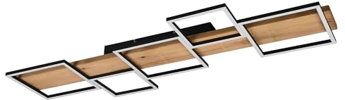 Trio Leuchten LED-Deckenleuchte - Braun - Schwarz - Holz - Metall - B 115 cm - dimmbar
