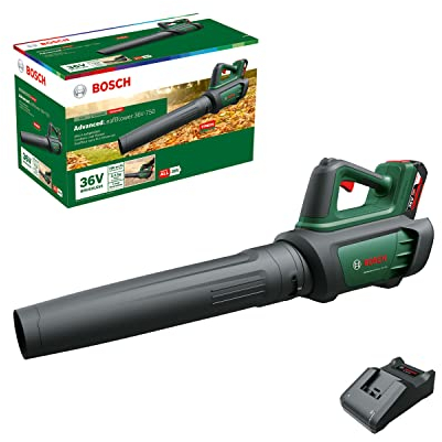 Bosch Cordless Leaf Blower AdvancedLeafBlower 36V-750 (1x 2.0 Ah Battery, 36 Volt System, for Clearing Stubborn Leaves and Large Areas, Lightweight: 2.8 kg, in Carton Packaging)