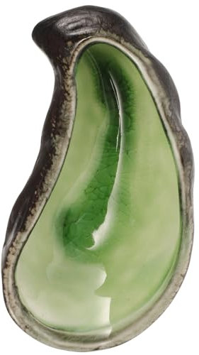 Assiette En Céramique Coquille D'Huître Vert Glacé - Design Vintage Élégant Pour Apéritifs, Caviar, Sushi Et Desserts - Idéale Pour Dîners Et Événements