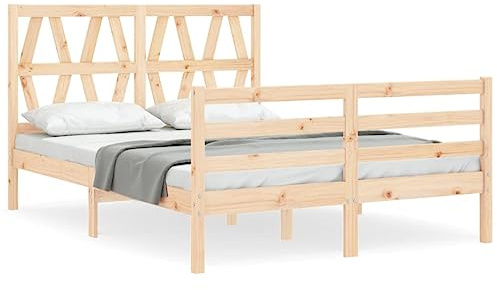 ZQQLVOO Bed Frame Lattenrost Palettenbett Bodenbett Massivholzbett mit Kopfteil