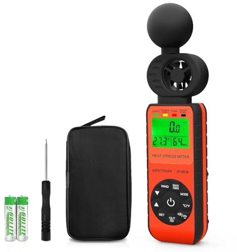 Anemometer Handheld & Heat Stress WBGT Meter, AP-881W 3in1 Anemometer with Wind Speed/Humidity/WBGT Alarm and Temperature (℃/℉) for HVAC Vents, Boat Sailing, Shooting