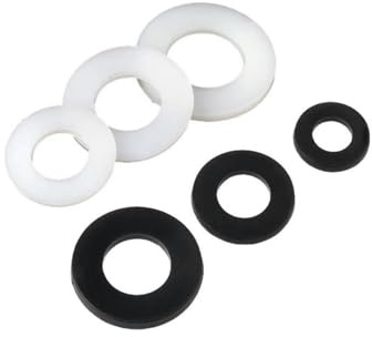 Arandelas planas de goma Junta de nailon, Junta plana aislante gruesa, Junta de plástico blando, Arandela de tornillo de plástico M3-M20-M6x12x1.5(100 piezas)-negro