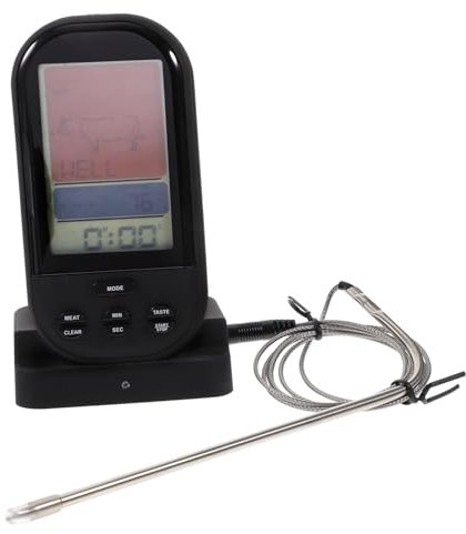 Garneck termometro per carne remoto Termometro carne BBQ termometro alimenti termometro per alimenti senza fili termometro grill remoto termometro per barbecue senza fili Black