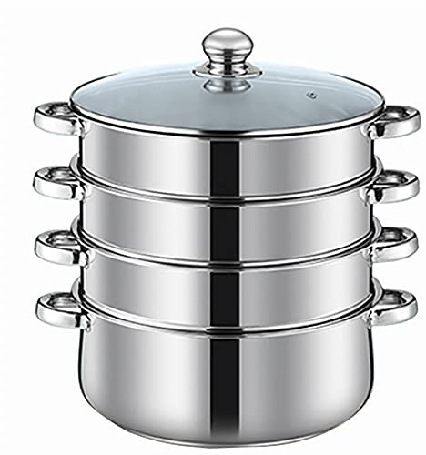 Vaporiera in acciaio inossidabile di grande capacità e pentola calda combinata per uso commerciale e domestico, design multistrato per panini al vapore 32 cm