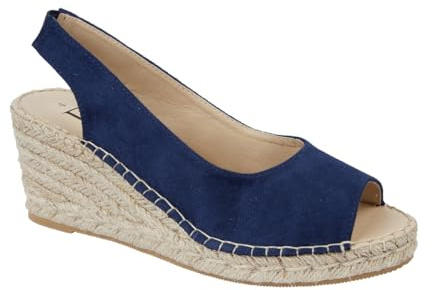 Shoes By Emma Women's Faux Suede Peep Toe Elasticated Slingback Hessian Espadrille Wedge Sandals
