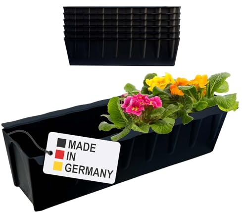 Paletten Blumenkasten Einsatz 37,3 cm Schwarz 6er Set Europalette Kasten | Hossi's Wholesale, Made in Germany, stabiler Kunststoff, Europalette, Pflanzgefäß, Balkon, wetterfest, langlebig, Hochbeet