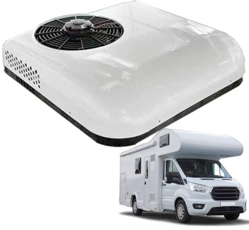 vnmudzeo Unité De Climatisation De Camping-Car 850 W, pour Camion, Camping-Car, Bus, Climatiseur De Stationnement éLectrique 12 V 24 V CC à Faible Bruit, Vitesse De Vent RéGlable,White-12V