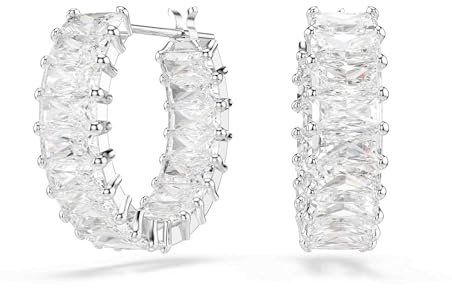 Swarovski Matrix Mini Hoop örhängen, vit, rodiumpläterad