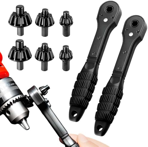 Chiave a cricchetto 2 in 1 per mandrino per trapano, universale, a doppia testa, per mandrino, chiave a cricchetto, compatibile con la maggior parte dei trapani elettrici e utensili elettrici (2 pezzi