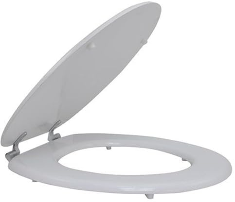 EffeDecor Sedile WC Copriwater Universale in Mdf Laccato Tavoletta Wc Bianco con Cerniere in Metallo Cromato Facile da Pulire 38x44 cm
