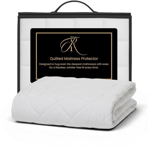The Royce Quilted King Mattress Protector - 30cm Extra Deep Microfibre Mattress Cover - Breathable, Noiseless Anti-Allergy Mattress Pad - Machine Washable Fitted Sheet - (Pack of 1 - King Size)