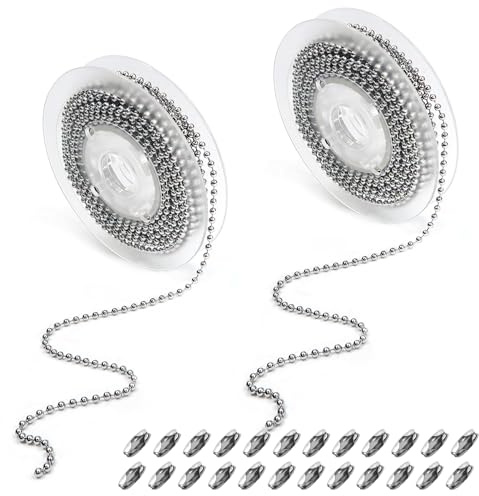 TOAOB 10 Metri Catena Palline a Sfera in Acciaio Inox 2.4 mm Catenella per Tenda a Rullo Regolabile Estensione Catene con Connettoro per Collana Gioielli Fai da Te Portachiavi Bracciali