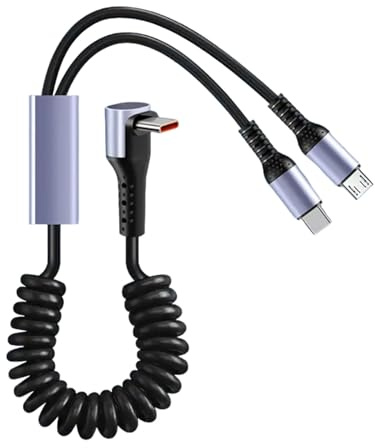 Whltzf Spring Coils Charging Cord For MicroUSB Phones/Tablets 66W Fast Speed Charging Type C Data Syncs Cable MicroUSB And Type C