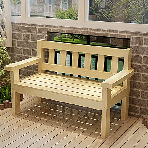 Panchina da giardino rustica in legno con schienale e braccioli, per 2 persone, per esterni e interni, patio, resistente alle intemperie, stile country, perfetta per terrazze e giardini (taglia L