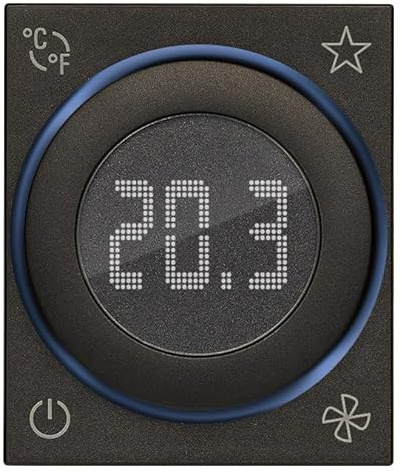VIMAR 30811.G Linea Termostato Smart a rotella 2M, tecnologia IoT standard Bluetooth 5.0, ingresso per sensore di temperatura esterna, riscaldamento e condizionamento, alimentazione 100-240 V, nero