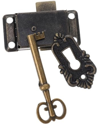 Toddmomy Serrure Vintage pour Meuble et Armoire Verrou Classique Métal Style Chinois Ancien Verrou de Décoratif avec Clé Fermeture Sécurisée et Élégante pour Boîte à Bijoux et Bureau
