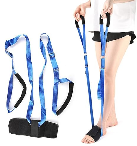 Estirador de pies y pantorrillas, correa de estiramiento ajustable para fascitis plantar, tendinitis de Aquiles, isquiotibiales, muslo, caída de pies y espolones de talón, correa elástica de pierna de