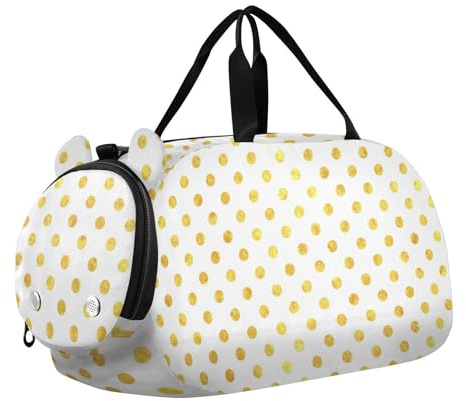 Tanztasche, Sporttasche für Mädchen und Jungen, goldgelb gepunktet, Kinder-Sporttasche, germetrische Reisetasche mit Namen, Wochenendtasche