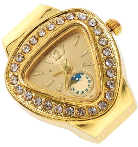 Supvox Kleiner Ringuhr aus Edelstahl und Glas, Goldfarben, für Studenten