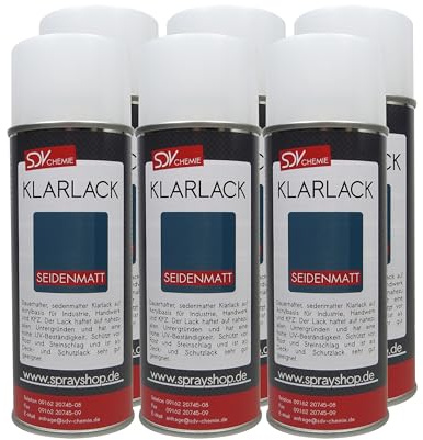 SDV Chemie Klarlack Spray seidenmatt 6x 400ml schnelltrocknend Acryllack | Sprühlack, Autolack, Felgen KFZ