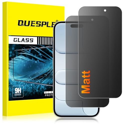 QUESPLE [2 Stück] Matt Panzerglas Sichtschutz für iPhone Air/17 Air, 28° Anti Spähen Blendschutz Matte Schutzfolie, Anti-Fingerabdruck, Anti-Kratzen Gehärtetem Glas Displayschutzfolie