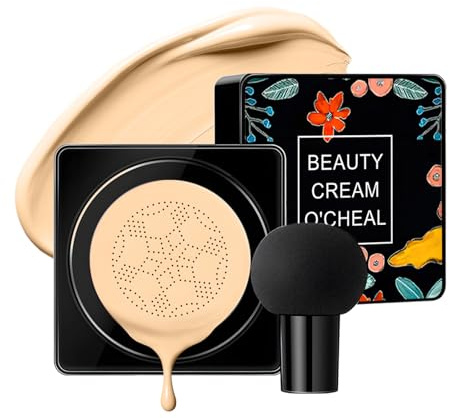 O'CHEAL Svamphuvud luftkudde CC kräm, beauty svamp luftkudde BB Cream Foundation concealer för ansiktet makeup concealer kudde för ansikts komestics 02#naturlig