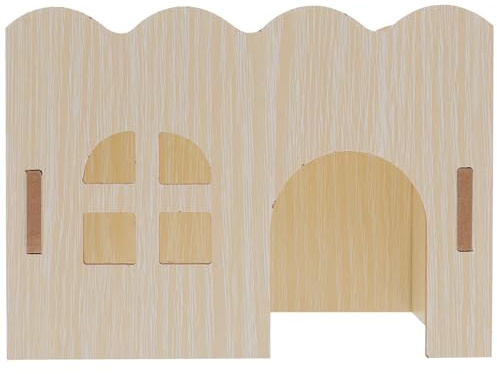 NOLITOY Maison en Bois pour Hamster et Cochon d'Inde Jouet Wavy Sécurisé pour Jouer et Manger, Cachette Multifonctionnelle pour Petits Rongeurs Toute L'année