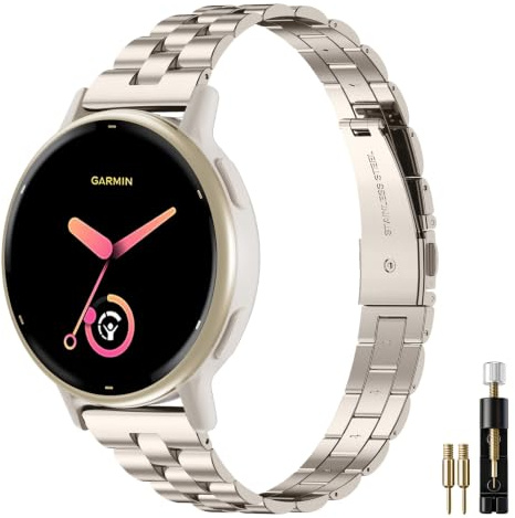 20mm Metal Armband für Garmin VivoActive 6 5 3, Forerunner 55/165/245/645 Armband, Metallarmband Edelstahl Armbands für Venu/Venu Sq/Sq 2/Venu2 Plus Frauen Männer
