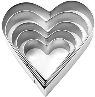 5 PCS Stainless Steel Heart Edge Cookie Cutters, Heart Cookie Cutter Set | Various Suitable Size Heart-Shaped Mold, Reusable,for Baking Cookies Scones Cake and Crafts ( 5 Size )