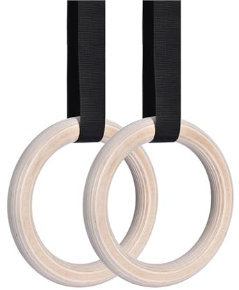 TXLEAPEY Holz Gymnastik Ringe Mit Verstellbaren Riemen Übung Training for Home Gym Ganzkörper Kraft