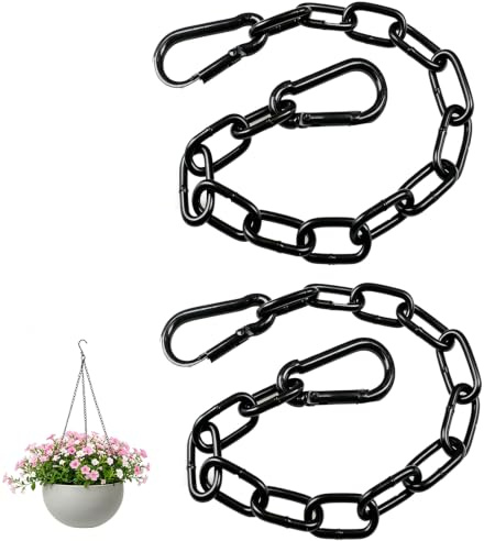 2 cadenas de acero inoxidable con mosquetón, cadena de acero, diámetro de 4 mm, 50 cm, cadena de acero inoxidable, cadena de metal negro, cadena de acero, columpios para sillas colgantes, puertas de