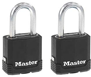 Master Lock M115XTLFCCSEN Covered 1-7/8-Inch Wide Magnum Laminated Steel Padlock, 5/16-Inch Diameter, 1-1/2-Inch Shackle Clearance, Twin Pack, 2 Pack