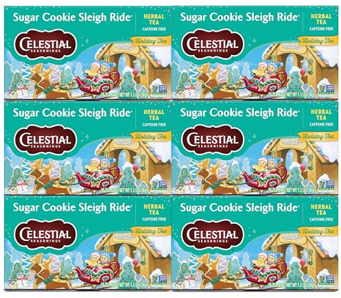 Celestial Seasonings Herbal Tea, Sugar Cookie Sleigh Ride, 18 Count (Pack of 6)