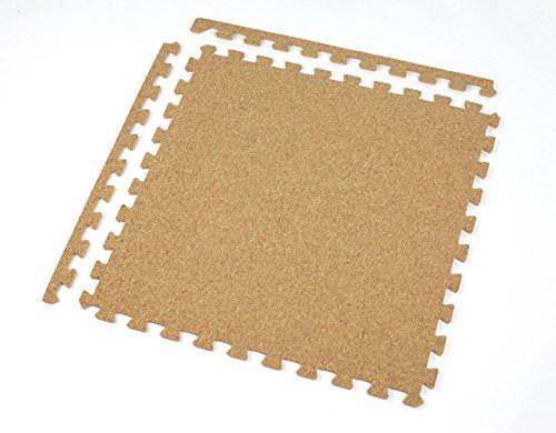 Easimat Cork Interlocking Floor Tiles with EVA Foam Base, 32 Square Feet Coverage, 8mm Thickness, Pack of 8