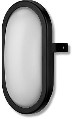 REV Kellerlampe - Feuchtraumleuchte LED oval (10W, 800lm, IP44), schwarz | einsetzbar als Decken- oder Wandlampe | Feuchtraumlampe