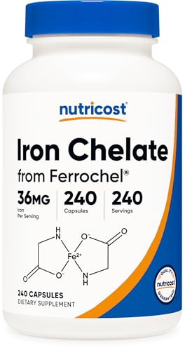 Nutricost Chelated Iron, As Ferrochel, 36mg, 240 Capsules