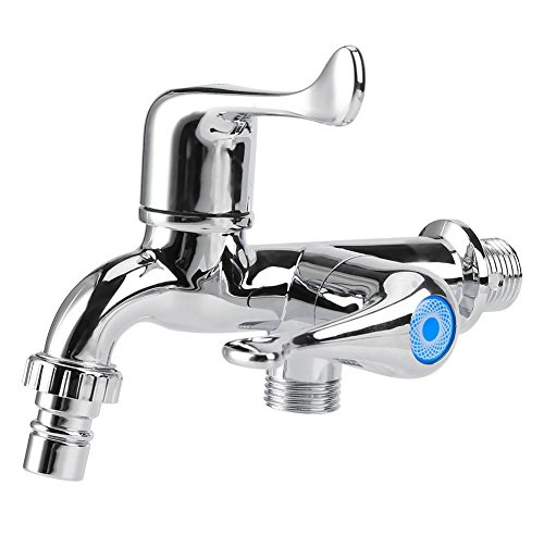 Grifos Jardín Lavadora Grifos, Agua Grifos Del Fregadero De Montaje En Pared Grifo de Cocina Solo Frío Grifo con Caño Doble y Manija G1 / 2(Tail Handle)