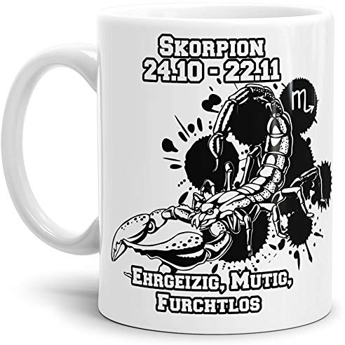 Sternzeichen-Tasse Skorpion - Weiss - Geburtstag/Astronomie/Sternen-bilder/mit Spruch/Witzig/Kaffeetasse/Mug/Cup - Qualität Made in Germany