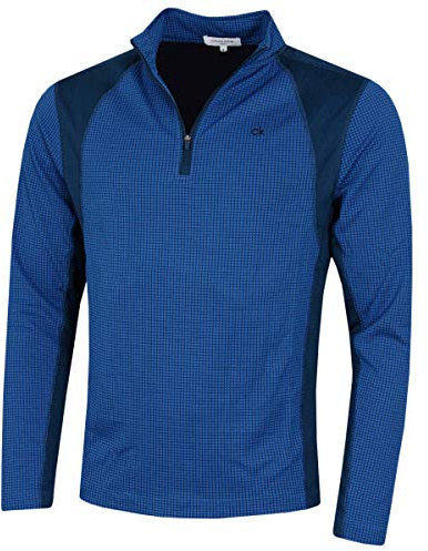 Calvin Klein Mens 2026 Micro Grid CK 1/2 Zip Mid Layer Baselayer