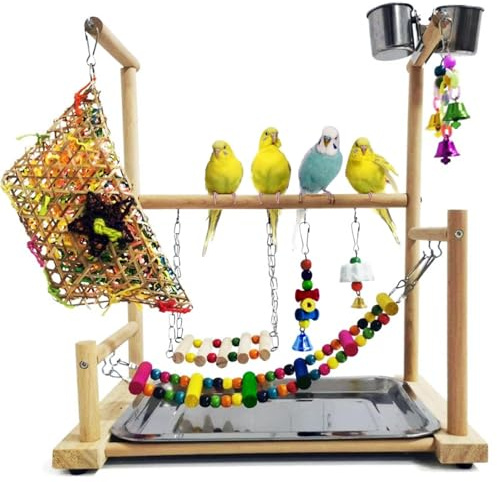 kathson Bird Playground,Parakeet Play Stand,Parrots Play Gym with Food Bowls,Cockatiel Playstand with Chewing&Exercise Toys,Birds Perch Stand for Budgie Conures Lovebirds