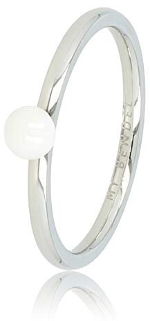 My Bendel - Stapelbarer Ring - Silber - Weiß- Eleganter Ring mit schönem Design für Frauen - Verfärbt nicht - mit Luxuriösen Geschenkverpackung