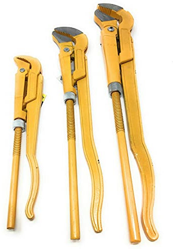 SRB Rohrzangenset, S-Maul, 3-tlg, 1 1,5 2 Zoll, Eckrohrzangen, Chrom Vanadium