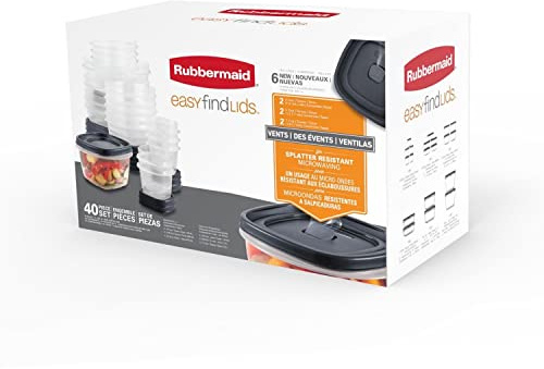 Rubbermaid Easy Find Lids Food Storage Containers, Black, 20 Set (2093273)