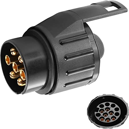 SPARKMOTO Adaptateur Prise remorque Attelage 7 broche vers 13 broches pour Porte-vélo, 12V Adaptateur 7/13, Avec Cache (SK7133)
