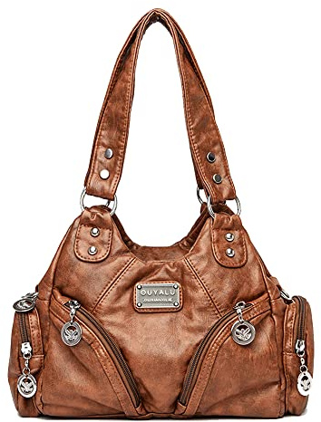 Coolives Damenhandtasche aus PU-Leder Damen Hobo Handtasche Tasche Vintage Schultertasche Hobo Damentasche Henkeltasche Umhängetasche Retro Taschen für Frauen Mutter Braun